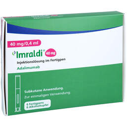 Abbildung: Imraldi 40 mg / 0,4 ml Injektionslösung im Fertigpen 6 St, Injektionslösung PZN 18411815