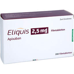 Abbildung: Eliquis 2,5 mg Filmtabletten 200 St, Filmtabletten PZN 18436637