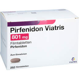 Abbildung: Pirfenidon Viatris 801 mg Filmtabletten 252 St, Filmtabletten PZN 18438174