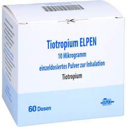 Abbildung: Tiotropium Elpen 10 µg Einzeldosis Pulver zur Inh.60 ED 2X30 St, Inhalationspulver PZN 18441696