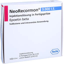 Abbildung: Neorecormon 3.000 I.E. Injektion -Lösung in einer Fertigspritze  6 St, Injektionslösung PZN 18442810
