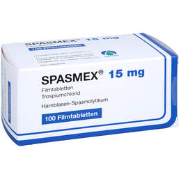 Abbildung: Spasmex 15 mg Filmtabletten 100 St, Filmtabletten PZN 18444306