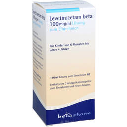 Abbildung: Levetiracetam beta 100 mg / ml L.z.E.3ml Dos.Spr. 150 ml, Lösung zum Einnehmen PZN 18447902