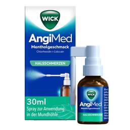 Abbildung: WICK Angimed Mentholgeschmack 2mg / ml + 0,5mg / ml Spr. 30 ml, Spray PZN 18447983
