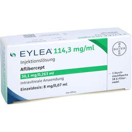 Abbildung: Eylea 114,3 mg / ml Injektionslösung Durchstechflasche  1 St, Injektionslösung PZN 18450063