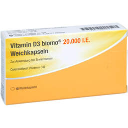 Abbildung: Vitamin D3 Biomo 20.000 I.E. Weichkapseln 10 St, Weichkapseln PZN 18455273