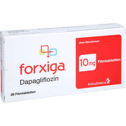 Abbildung: Forxiga 10 mg Filmtabletten 28 St, Filmtabletten PZN 18457378