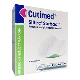 Abbildung: Cutimed Siltec Sorbact PU-Verband 10x10cm ohne Haftrand 12 St, Kompressen PZN 18493492