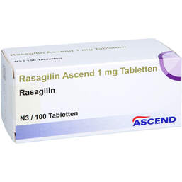 Abbildung: Rasagilin Ascend 1 mg Tabletten 100 St, Tabletten PZN 18493701
