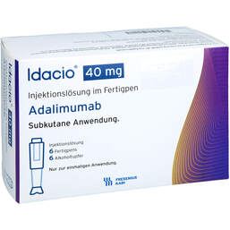 Abbildung: Idacio 40 mg / 0,8 ml Injektion -Lösung im Fertigpen 6 St, Injektionslösung PZN 18494356