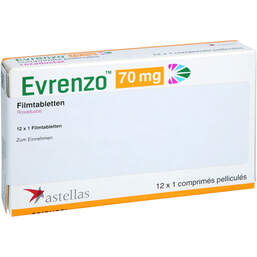Abbildung: Evrenzo 70 mg Filmtabletten 12 St, Filmtabletten PZN 18496220