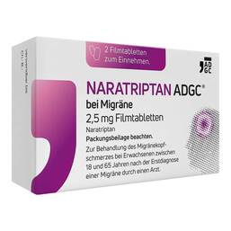 Abbildung: NARATRIPTAN ADGC® bei Migräne 2,5 mg Filmtabletten 2 St, Filmtabletten PZN 18498549