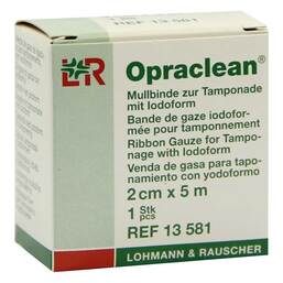 Abbildung: Opraclean Mullbinde z.Tampon.mit Jodoform 2 cmx5 m 1 St, Tamponaden PZN 18502742