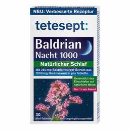 Abbildung: Tetesept Baldrian Nacht 1000 Tabletten 30 St, Tabletten PZN 18598268