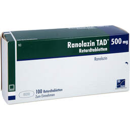 Abbildung: Ranolazin TAD 500 mg Retardtabletten 100 St, Retard-Tabletten PZN 18600864