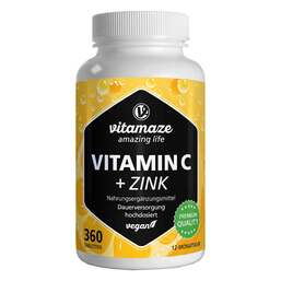 Abbildung: Vitamin C 1000 mg hochdosiert + Zink vegan Tabletten 360 St, Tabletten PZN 18601088