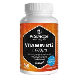 Abbildung: Vitamin B12 1000 µg hochdosiert vegan Tabletten 360 St, Tabletten PZN 18601094