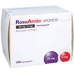 Abbildung: Rosuamlo Apontis 20 mg / 5 mg Hartkapseln 100 St, Hartkapseln PZN 18602515