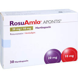 Abbildung: Rosuamlo Apontis 20 mg / 10 mg Hartkapseln 30 St, Hartkapseln PZN 18602567