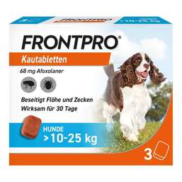 Abbildung: FRONTPRO 68 mg Kautabletten für Hunde 10 - 25 kg 3 St, Kautabletten PZN 18654297