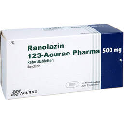 Abbildung: Ranolazin 123-Acurae Pharma 500 mg Retardtabletten 100 St, Retard-Tabletten PZN 18657195