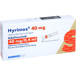 Abbildung: Hyrimoz 40 mg / 0,4 ml Injektionslösung im Fertigpen 2 St, Injektionslösung PZN 18657433