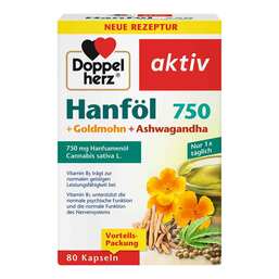 Abbildung: Doppelherz Hanföl + Goldmohn + Ashwagandha Kapseln 80 St, Kapseln PZN 18658421