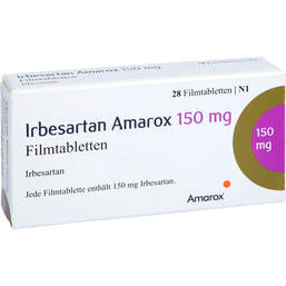 Abbildung: Irbesartan Amarox 150 mg Filmtabletten 28 St, Filmtabletten PZN 18660381