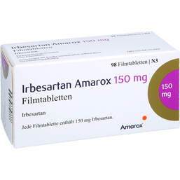Abbildung: Irbesartan Amarox 150 mg Filmtabletten 98 St, Filmtabletten PZN 18660406