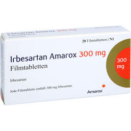 Abbildung: Irbesartan Amarox 300 mg Filmtabletten 28 St, Filmtabletten PZN 18660412