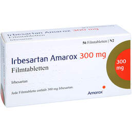 Abbildung: Irbesartan Amarox 300 mg Filmtabletten 56 St, Filmtabletten PZN 18660429