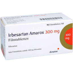 Abbildung: Irbesartan Amarox 300 mg Filmtabletten 98 St, Filmtabletten PZN 18660435