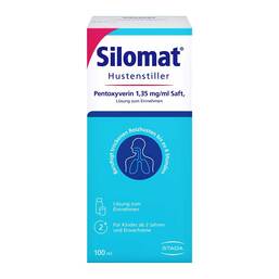 Abbildung: Silomat Hustenstiller Pentoxyverin 1,35 mg / ml Saft 100 ml, Lösung zum Einnehmen PZN 18661400