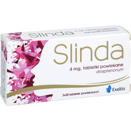 Abbildung: Slinda 4 mg Filmtabletten 3X28 St, Filmtabletten PZN 18667012