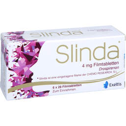 Abbildung: Slinda 4 mg Filmtabletten 6X28 St, Filmtabletten PZN 18667029