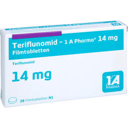 Abbildung: Teriflunomid 1A Pharma 14 mg Filmtabletten 28 St, Filmtabletten PZN 18669407