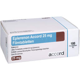 Abbildung: Eplerenon Accord 25 mg Filmtabletten 100 St, Filmtabletten PZN 18672415