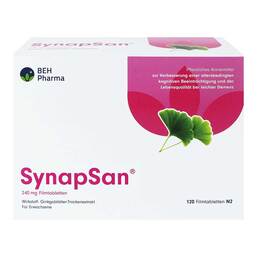 Abbildung: Synapsan 240 mg Filmtabletten 120 St, Filmtabletten PZN 18673751