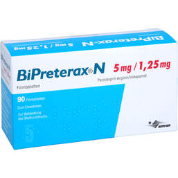 Abbildung: Bipreterax N 5 mg / 1,25 mg Filmtabletten 90 St, Filmtabletten PZN 18684039