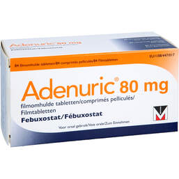 Abbildung: Adenuric 80 mg Filmtabletten 84 St, Filmtabletten PZN 18708739