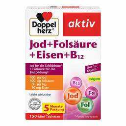 Abbildung: Doppelherz Jod + Folsäure + Eisen + B12 Tabletten 150 St, Tabletten PZN 18710558