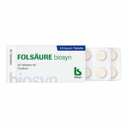 Abbildung: Folsäure Biosyn Tabletten 50 St, Tabletten PZN 18710593