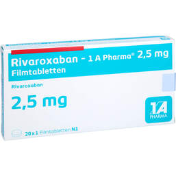 Abbildung: Rivaroxaban-1A Pharma 2,5 mg Filmtabletten 20 St, Filmtabletten PZN 18712505