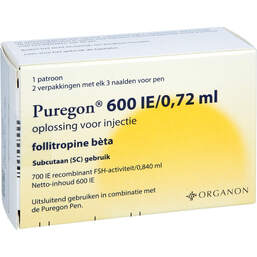 Abbildung: Puregon 600 I.E. / 0,72 ml Injektion -Lösung i.Pat. + 6 Nad. 1 St, Injektionslösung PZN 18713261