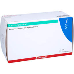Abbildung: Abirateron Glenmark 500 mg Filmtabletten 112 St, Filmtabletten PZN 18720752