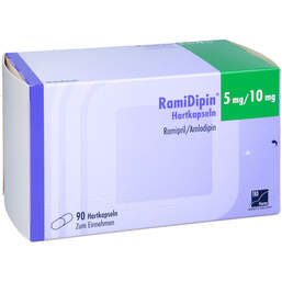 Abbildung: Ramidipin 5 mg / 10 mg Hartkapseln 90 St, Hartkapseln PZN 18722886