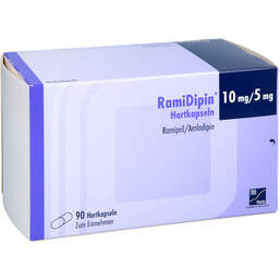 Abbildung: Ramidipin 10 mg / 5 mg Hartkapseln 90 St, Hartkapseln PZN 18722892