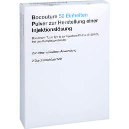 Abbildung: Bocouture 50 Einheiten Pulver zur Herstellung einer Injektionslösung  2 St, Pulver zur Herstellung einer Injektionslösung PZN 18723420