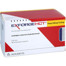 Abbildung: Exforge HCT 10 mg / 160 mg / 12,5 mg Filmtabletten 98 St, Filmtabletten PZN 18725471