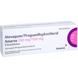 Abbildung: Atovaquon / Proguanil-HCL Amarox 250 mg / 100 mg Fta 36 St, Filmtabletten PZN 18727292